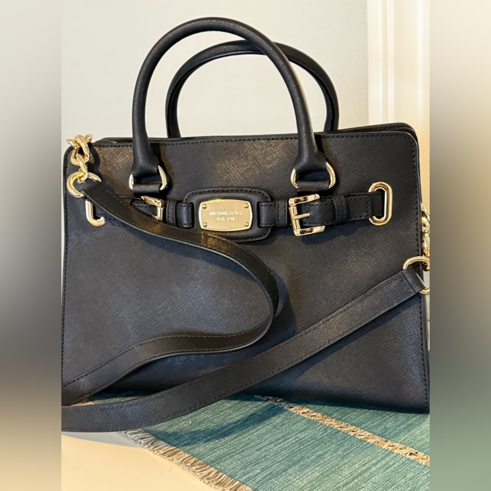 Michael Kors Black Satchel with Gold Accents